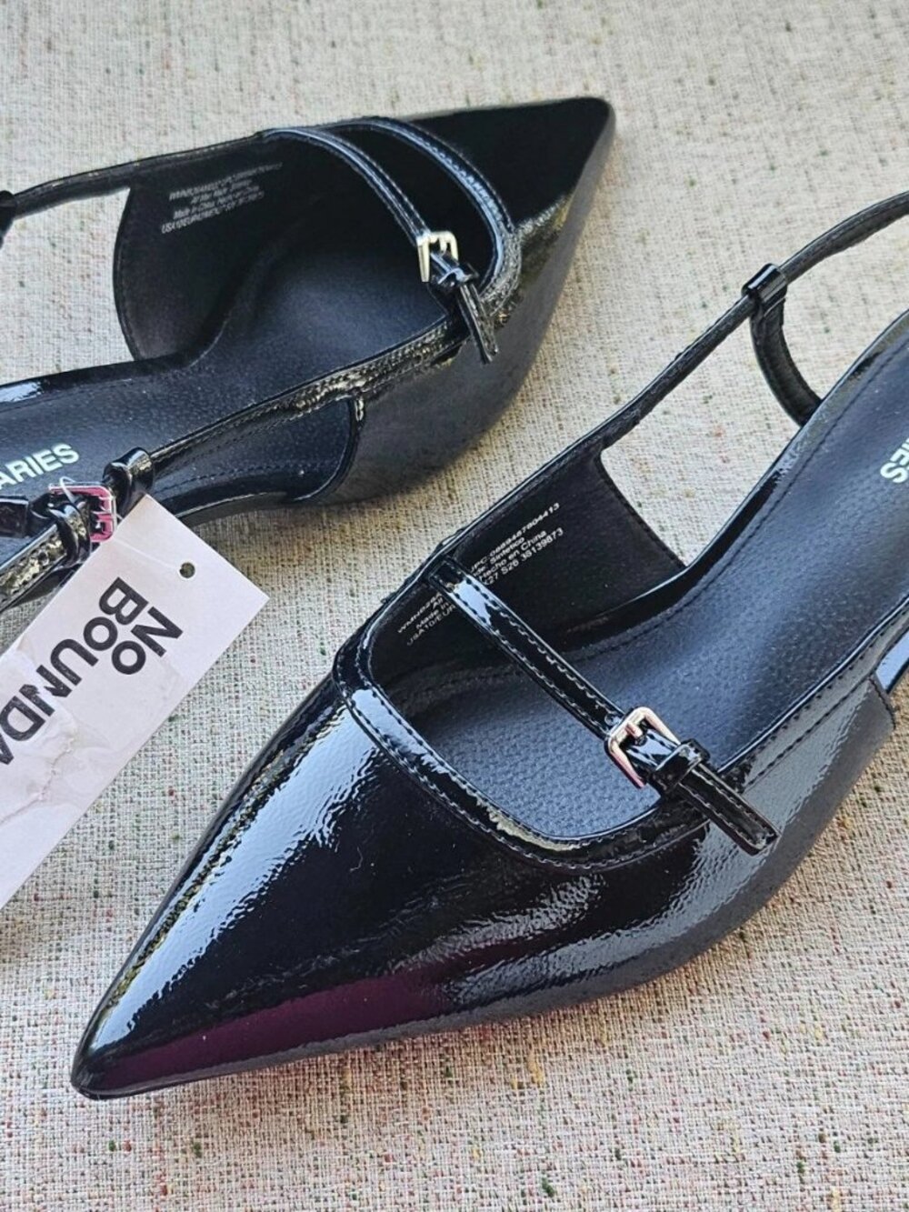 NO Bo Women Heel Pump Sandal Shoe Black Faux Patent Leather Vegan Size 10US 42EU